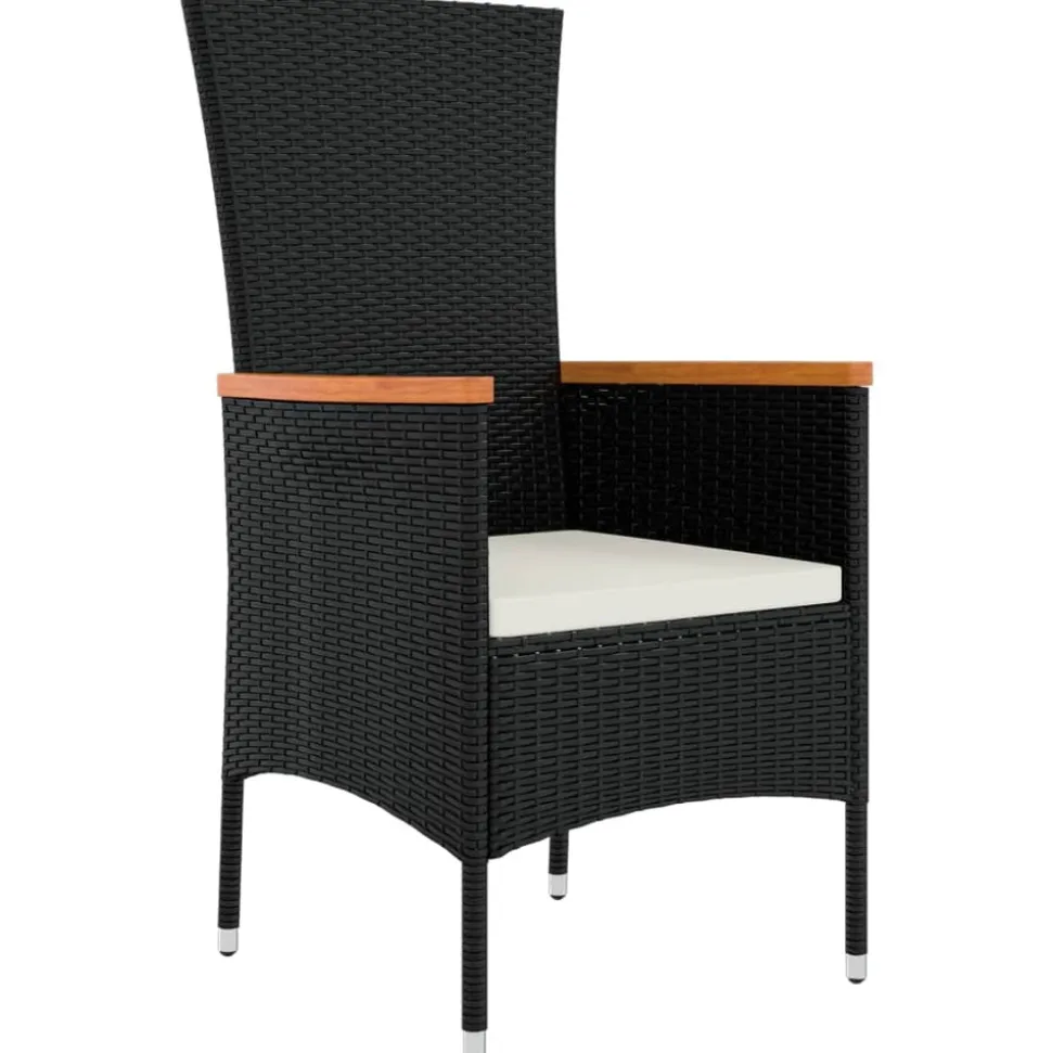 MAISON EXCLUSIVE - Chaises de jardin lot de 4 avec coussins résine tressée noir