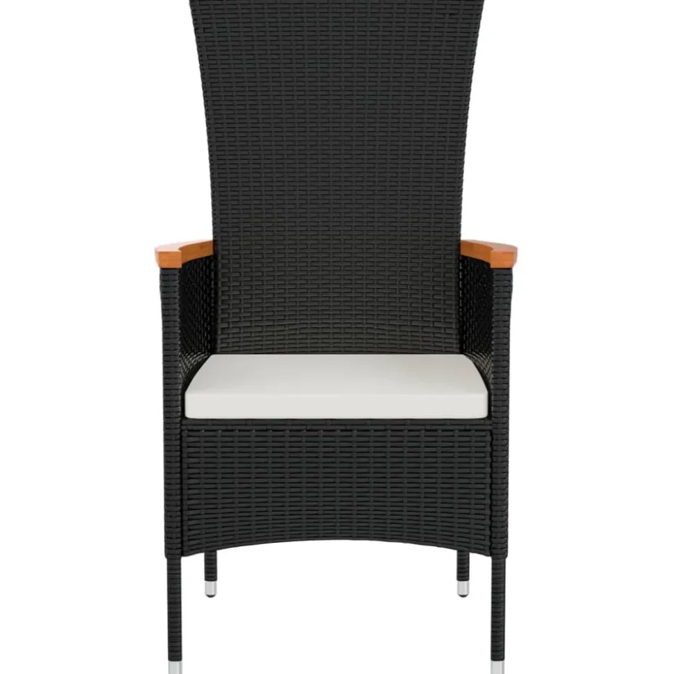 MAISON EXCLUSIVE - Chaises de jardin lot de 4 avec coussins résine tressée noir