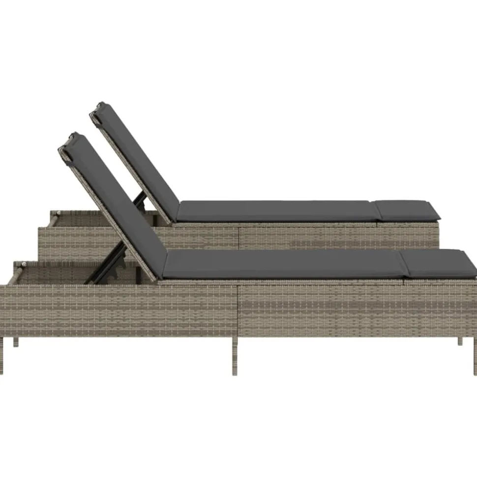 MAISON EXCLUSIVE - Chaises longues avec coussins lot de 2 gris résine tressée