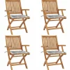 MAISON EXCLUSIVE - Chaises pliables de jardin avec coussins lot de 4 teck solide