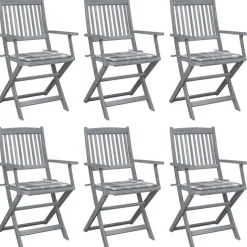 MAISON EXCLUSIVE - Chaises pliables d'extérieur lot de 6 et coussins bois d'acacia