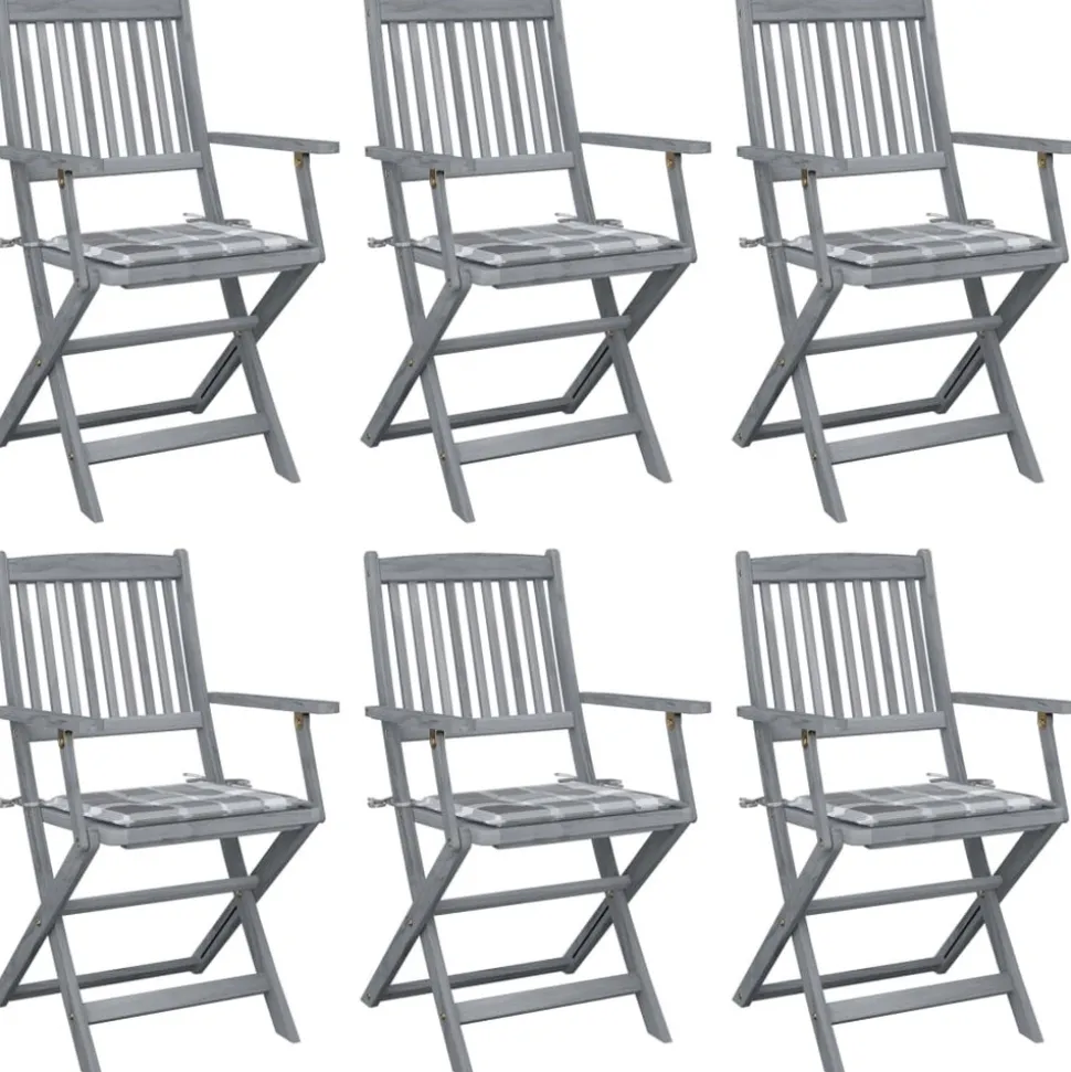 MAISON EXCLUSIVE - Chaises pliables d'extérieur lot de 6 et coussins bois d'acacia