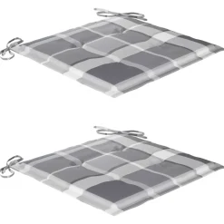 MAISON EXCLUSIVE - Chaises de jardin lot de 2 avec coussins à carreaux gris teck