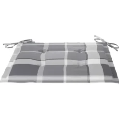MAISON EXCLUSIVE - Chaises de jardin lot de 2 avec coussins à carreaux gris teck