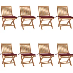 MAISON EXCLUSIVE - Chaises pliables de jardin avec coussins lot de 8 teck solide
