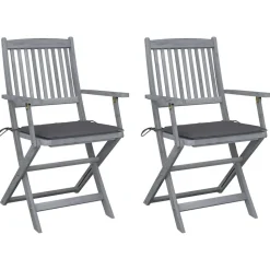 MAISON EXCLUSIVE - Chaises pliables d'extérieur lot de 2 et coussins bois d'acacia