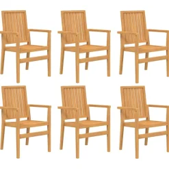 MAISON EXCLUSIVE - Chaises de jardin empilables lot de 6 56,5x57,5x91 cm bois teck