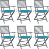 MAISON EXCLUSIVE - Chaises pliables d'extérieur lot de 6 et coussins bois d'acacia