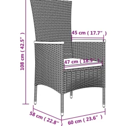 MAISON EXCLUSIVE - Chaises de jardin lot de 2 avec coussins résine tressée noir