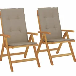 MAISON EXCLUSIVE - Chaises de jardin inclinables lot de 2 et coussins teck massif