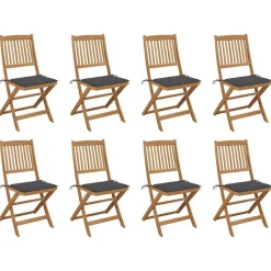 MAISON EXCLUSIVE - Chaises pliables d'extérieur et coussins lot de 8 bois d'acacia