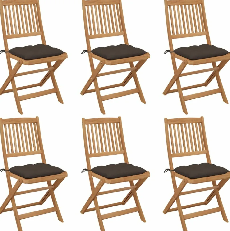 MAISON EXCLUSIVE - Chaises pliables de jardin lot de 6 avec coussins bois d'acacia
