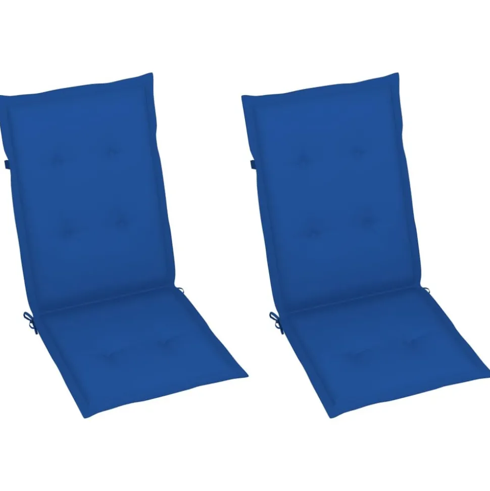 MAISON EXCLUSIVE - Chaises de jardin lot de 2 et coussins bleu royal teck massif