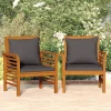 MAISON EXCLUSIVE - Chaises de canapé coussins gris foncé lot de 2 acacia massif