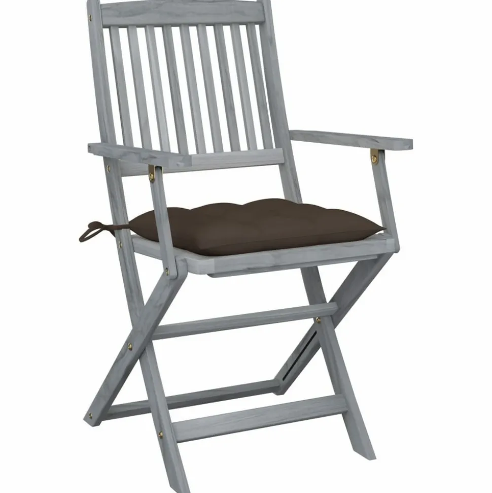 MAISON EXCLUSIVE - Chaises pliables d'extérieur lot de 4 et coussins bois d'acacia
