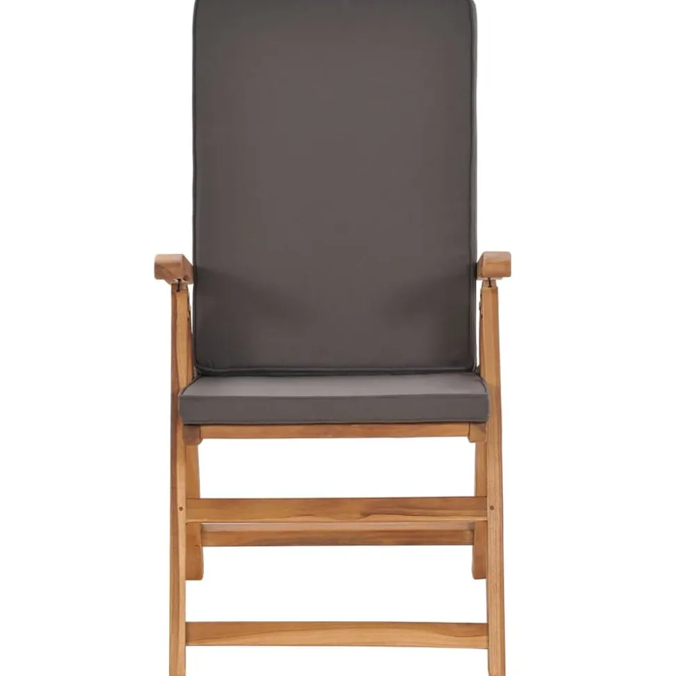 MAISON EXCLUSIVE - Chaises inclinables lot de 2 avec coussins teck solide gris