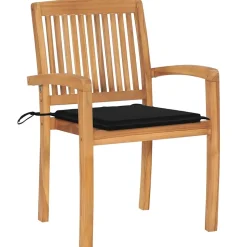 MAISON EXCLUSIVE - Chaises de jardin empilables avec coussins lot de 8 teck solide