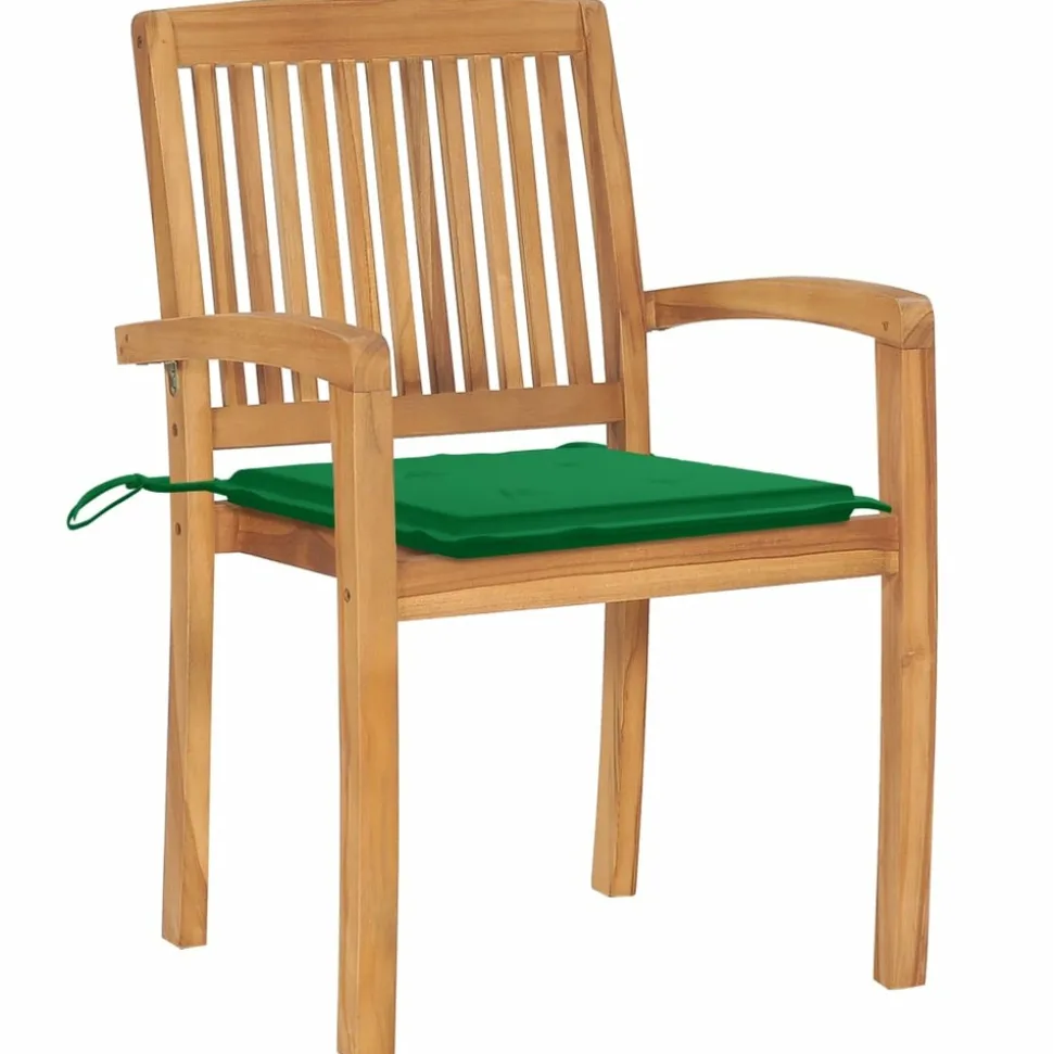 MAISON EXCLUSIVE - Chaises de jardin empilables avec coussins lot de 8 teck solide