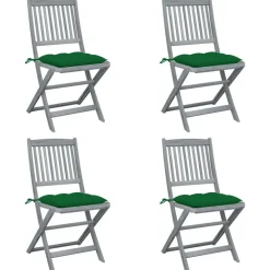 MAISON EXCLUSIVE - Chaises pliables d'extérieur lot de 4 et coussins bois d'acacia