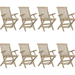 MAISON EXCLUSIVE - Chaises de jardin pliantes lot de 8 gris 56x61x89 cm bois teck