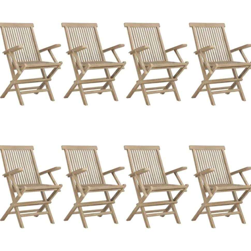 MAISON EXCLUSIVE - Chaises de jardin pliantes lot de 8 gris 56x61x89 cm bois teck