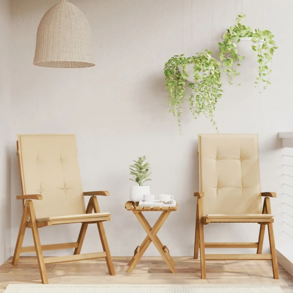 MAISON EXCLUSIVE - Chaises de jardin inclinables lot de 2 et coussins teck massif