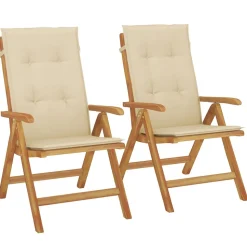 MAISON EXCLUSIVE - Chaises de jardin inclinables lot de 2 et coussins teck massif