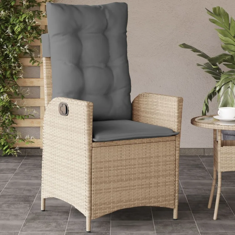 MAISON EXCLUSIVE - Chaises inclinables jardin lot de 2 et coussins résine tressée