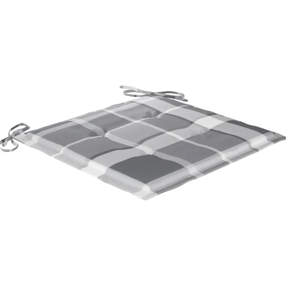 MAISON EXCLUSIVE - Chaises de jardin lot de 2 avec coussins à carreaux gris teck