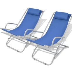 MAISON EXCLUSIVE - Chaises inclinables de terrasse lot de 2 acier bleu