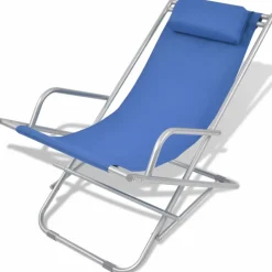 MAISON EXCLUSIVE - Chaises inclinables de terrasse lot de 2 acier bleu
