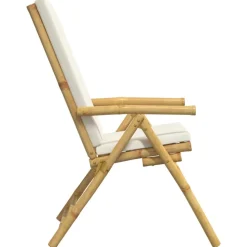 MAISON EXCLUSIVE - Chaises inclinables de jardin pliantes lot de 4 coussins bambou