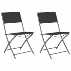MAISON EXCLUSIVE - Chaises d'extérieur pliables lot de 2 noir acier et textilène