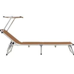 MAISON EXCLUSIVE - Chaises longues pliables et toit lot de 2 aluminium textilène