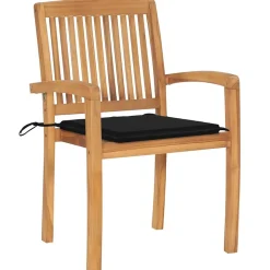 MAISON EXCLUSIVE - Chaises de jardin empilables avec coussins lot de 4 teck solide