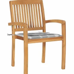 MAISON EXCLUSIVE - Chaises de jardin empilables avec coussins lot de 4 teck solide
