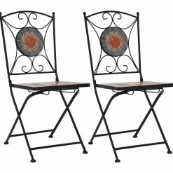 MAISON EXCLUSIVE - Chaises de bistrot mosaïque 2 pcs orange et gris