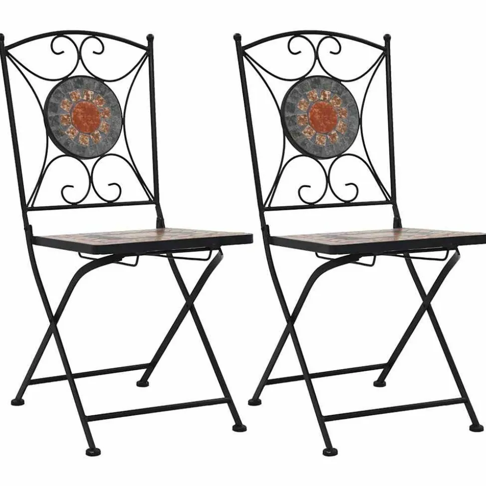 MAISON EXCLUSIVE - Chaises de bistrot mosaïque 2 pcs orange et gris