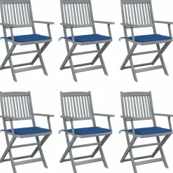 MAISON EXCLUSIVE - Chaises pliables d'extérieur lot de 6 et coussins bois d'acacia