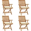 MAISON EXCLUSIVE - Chaises pliables de jardin avec coussins lot de 4 teck solide