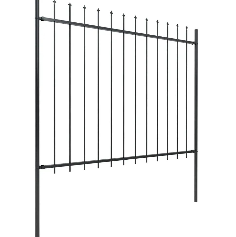 MAISON EXCLUSIVE - Clôture de jardin avec dessus en forme de lance en acier 1070 x 150 cm noir