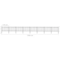 MAISON EXCLUSIVE - Clôture de jardin avec dessus en forme de lance en acier 1426 x 120 cm noir