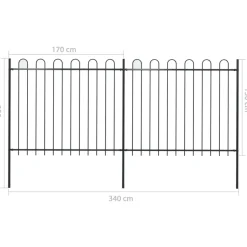 MAISON EXCLUSIVE - Clôture de jardin avec dessus en cerceau acier 3,4 x 1,5 m noir
