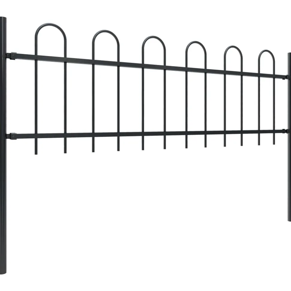 MAISON EXCLUSIVE - Clôture de jardin avec arceau en acier 892,5 x 60 cm noir