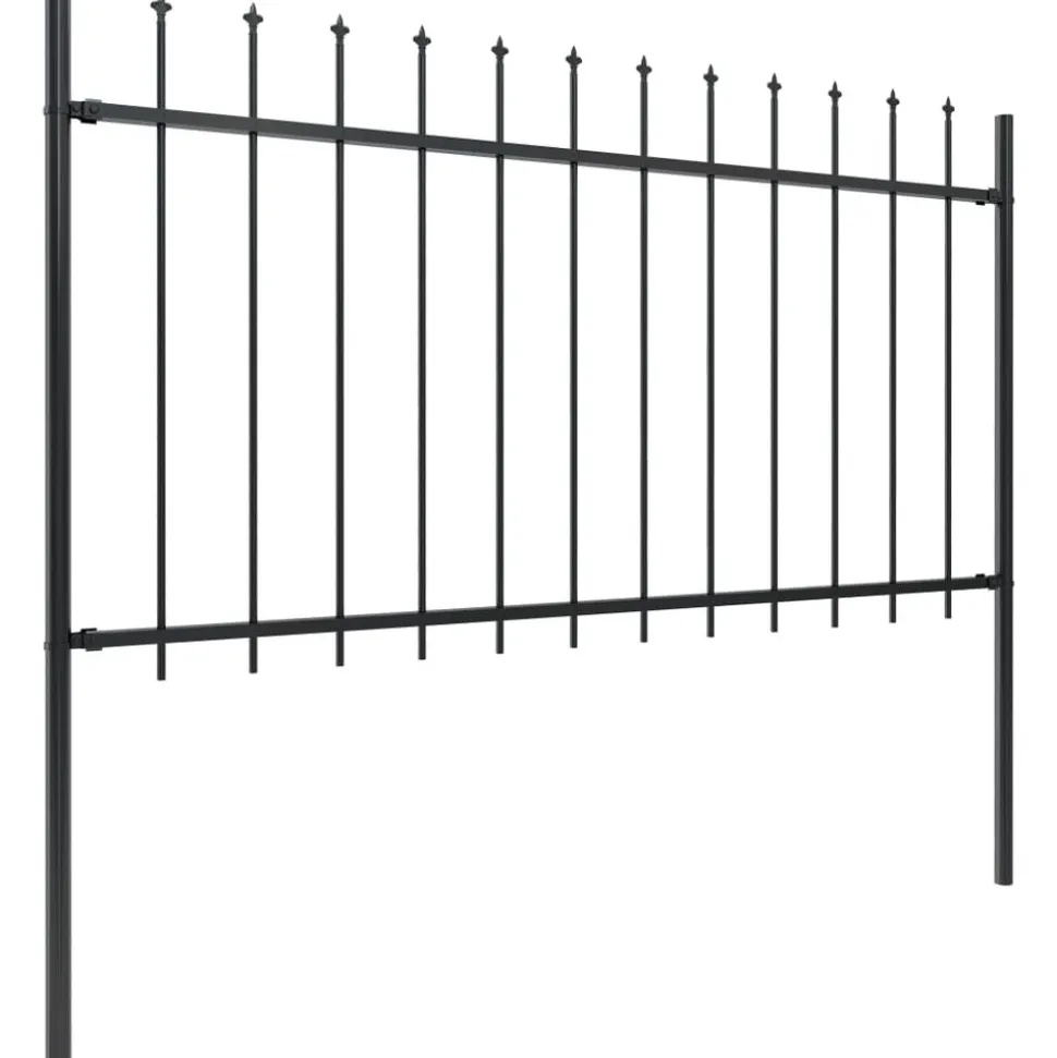 MAISON EXCLUSIVE - Clôture de jardin avec dessus en forme de lance en acier 1070 x 100 cm noir