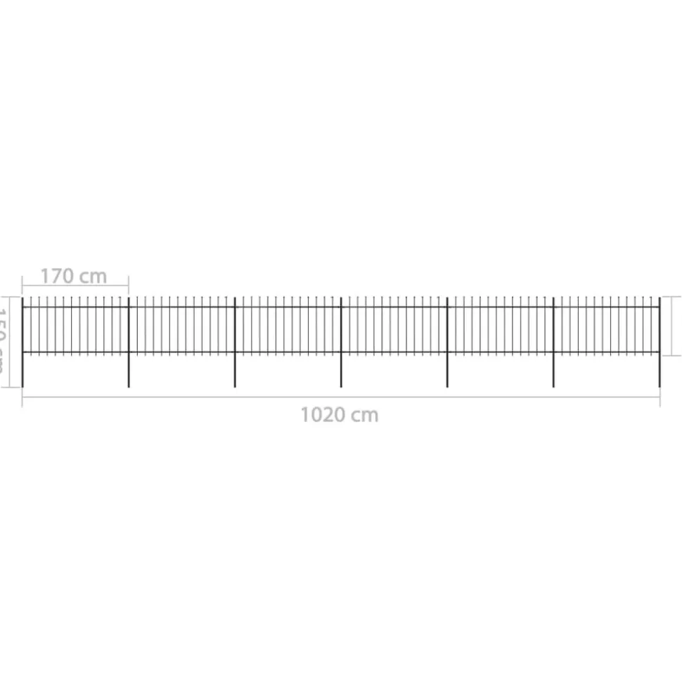 MAISON EXCLUSIVE - Clôture de jardin avec dessus en forme de lance en acier 1070 x 100 cm noir