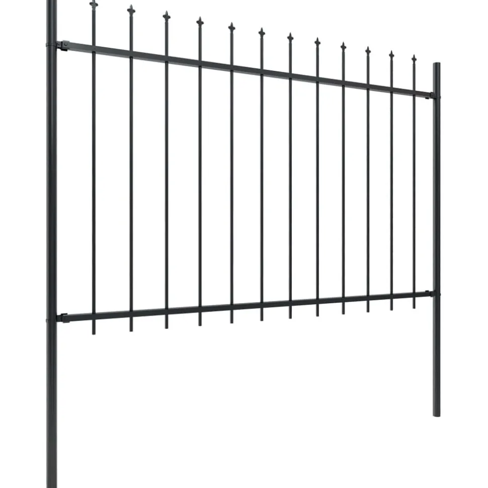 MAISON EXCLUSIVE - Clôture de jardin avec dessus en forme de lance en acier 1070 x 120 cm noir