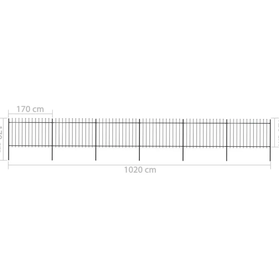 MAISON EXCLUSIVE - Clôture de jardin avec dessus en forme de lance en acier 1070 x 120 cm noir