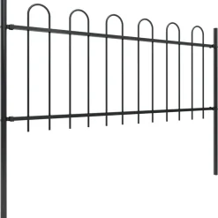 MAISON EXCLUSIVE - Clôture de jardin avec arceau en acier 359 x 80 cm noir