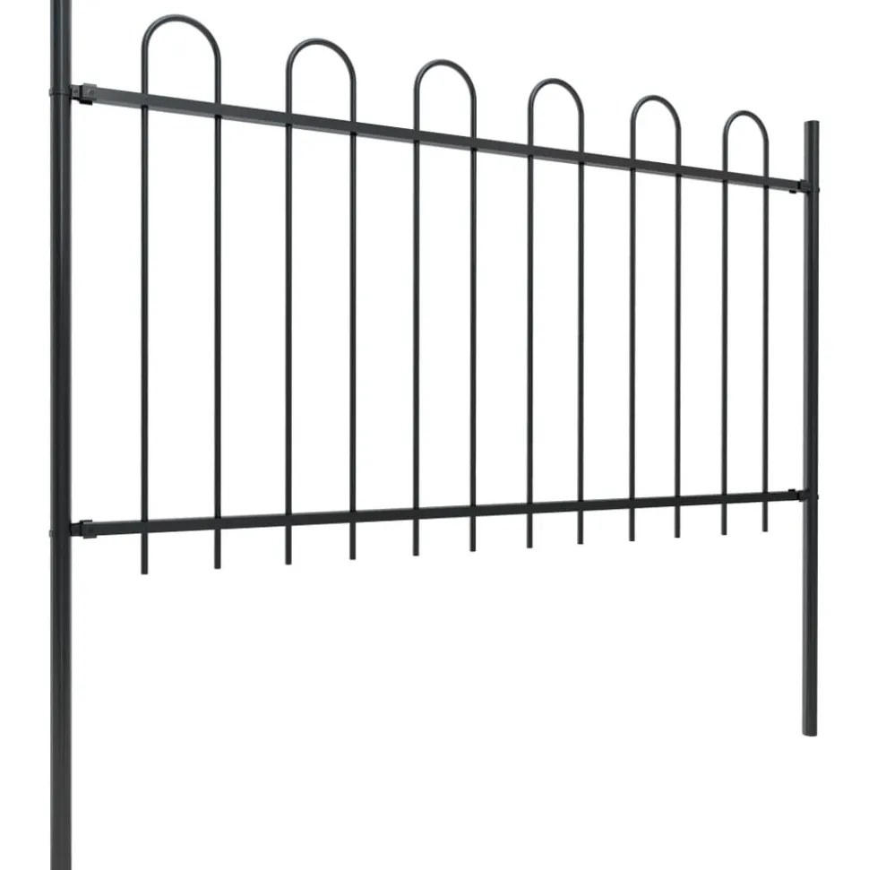 MAISON EXCLUSIVE - Clôture de jardin avec arceau en acier 892,5 x 100 cm noir